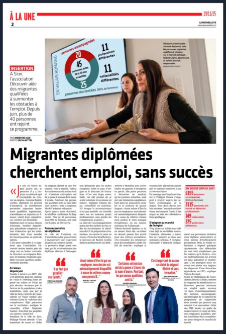 Article paru dans Le Nouvelliste, le 19 novembre 2025 : Migrantes diplômées cherchent emploi, sans succès